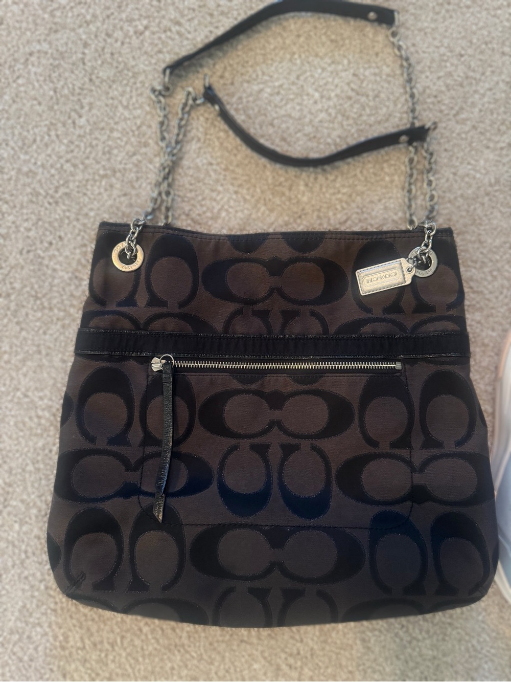 Coach Y2K Black Signature Chain Shoulder Bag